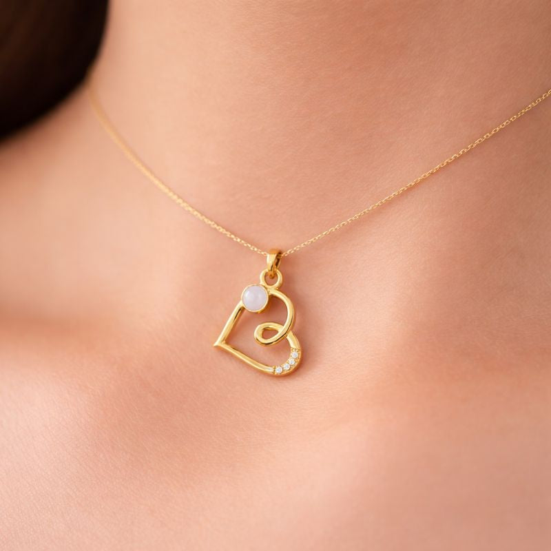 Swirl Loop Heart Diamond Gold Pendant