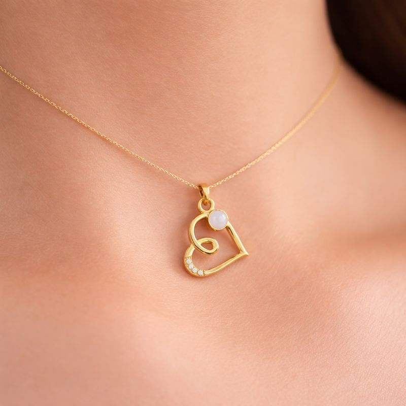 Swirl Loop Heart Diamond Gold Pendant