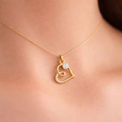 Swirl Loop Heart Diamond Gold Pendant