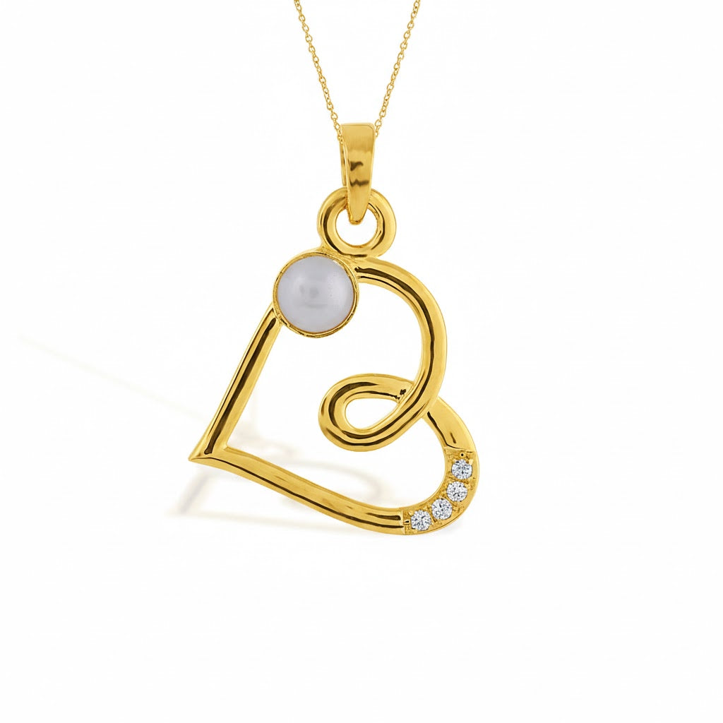 Swirl Loop Heart Diamond Gold Pendant