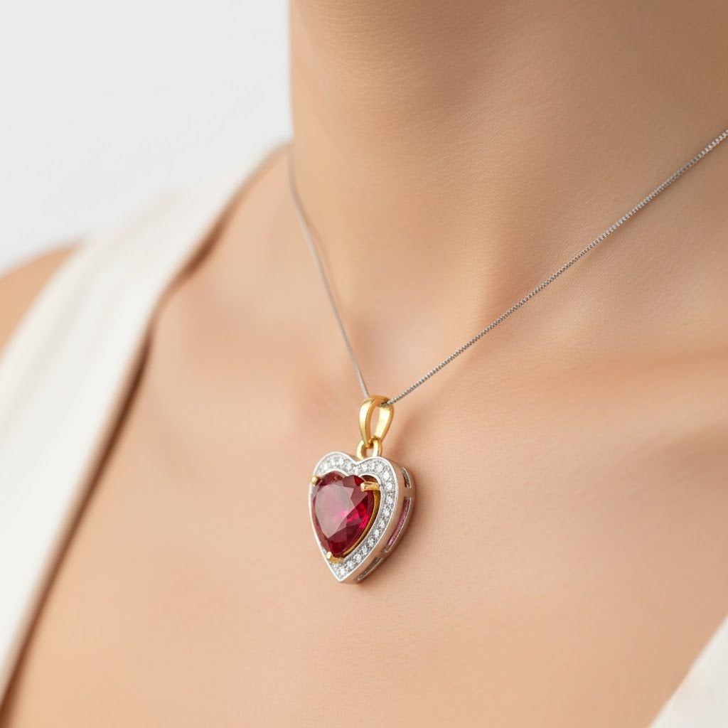 Royal Red Heart Diamond Pendant