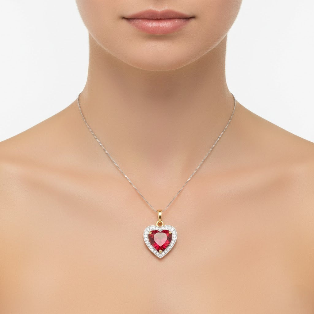 Royal Red Heart Diamond Pendant