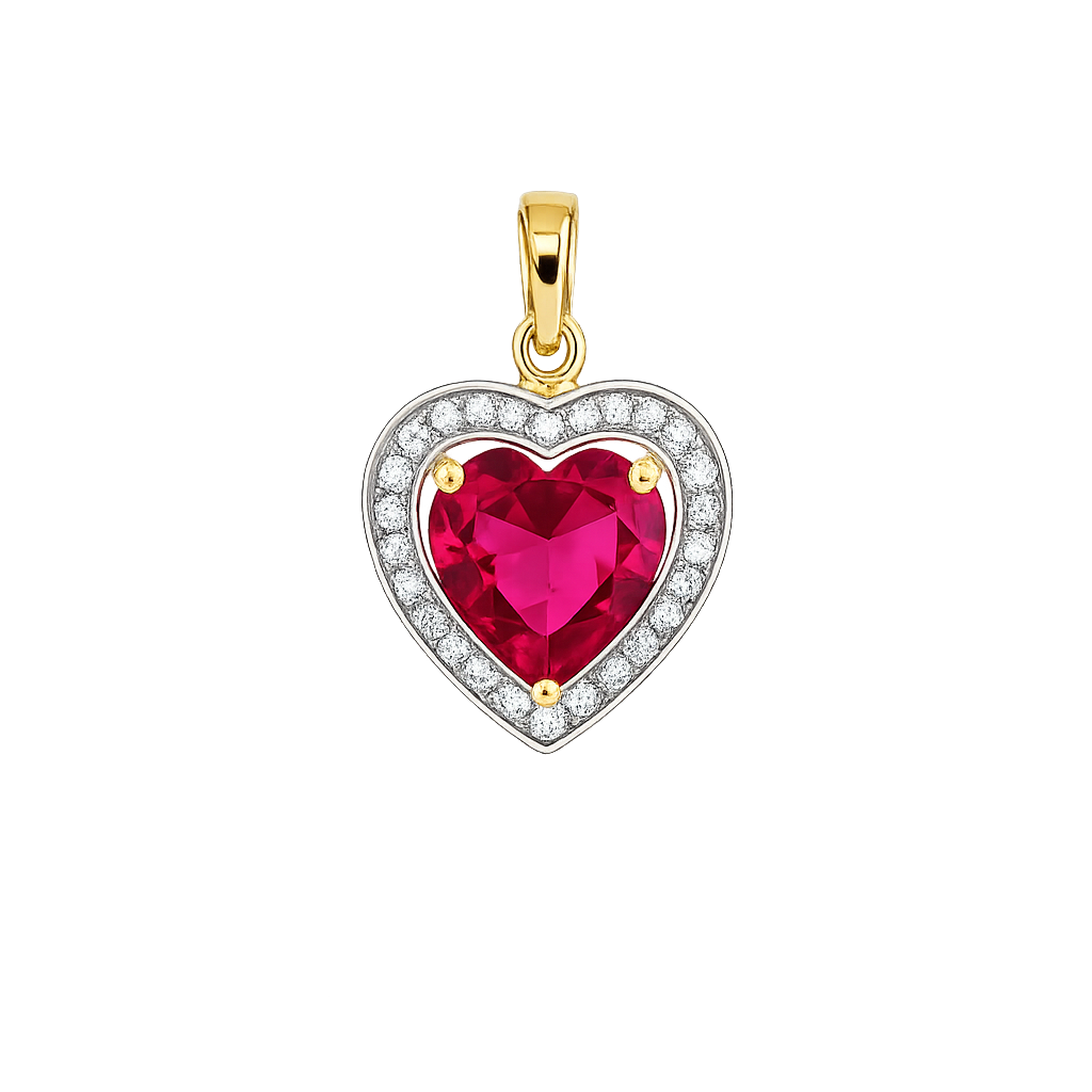 Royal Red Heart Diamond Pendant
