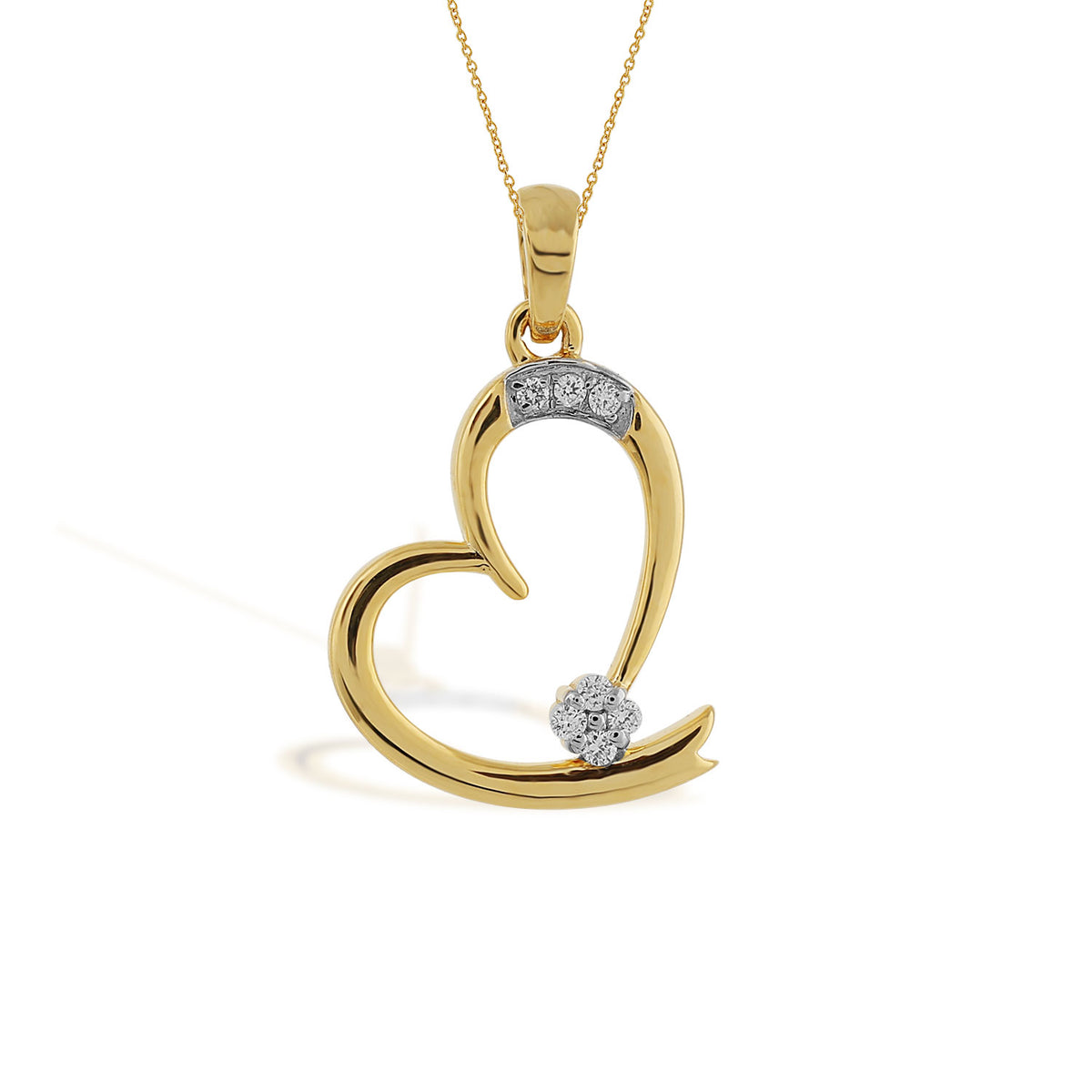 Elegant Heart Motif Diamond Gold Pendant