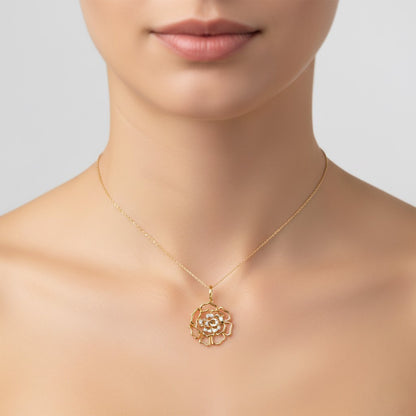 Floral Mandala Bloom Diamond Gold Pendant