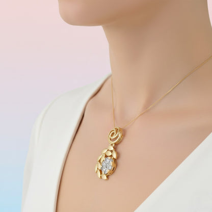 Floral Drop Cluster diamond gold pendant