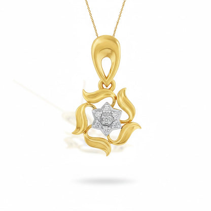 Spiralling Starburst Diamond Gold Pendant