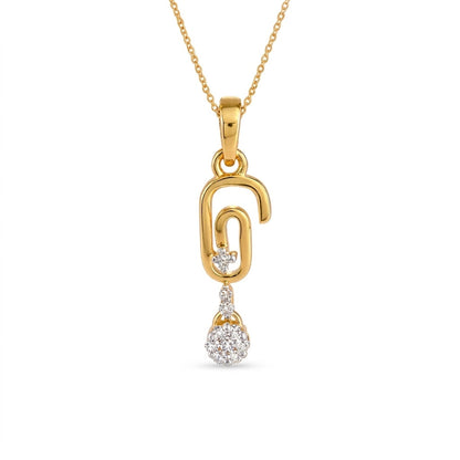 Modern Linked Drop Sparkle Accent Diamond Gold Pendant