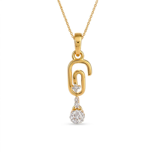 Modern Linked Drop Sparkle Accent Diamond Gold Pendant