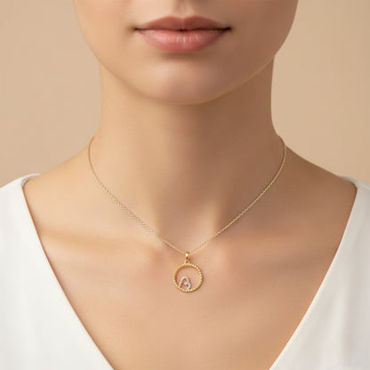 Modern Heart Circle Diamond Gold Pendant