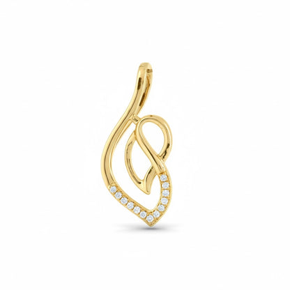 Elegant Twisted Heart Design Diamond Gold Pendant