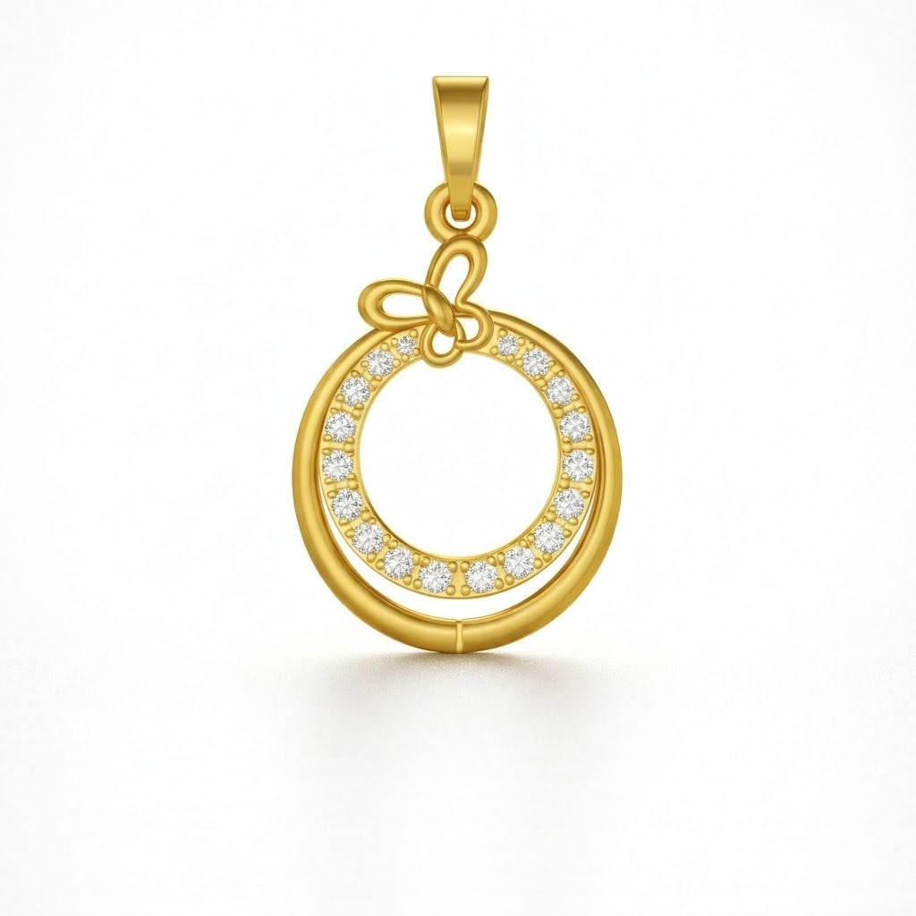 Golden Halo Knot Diamond Pendant