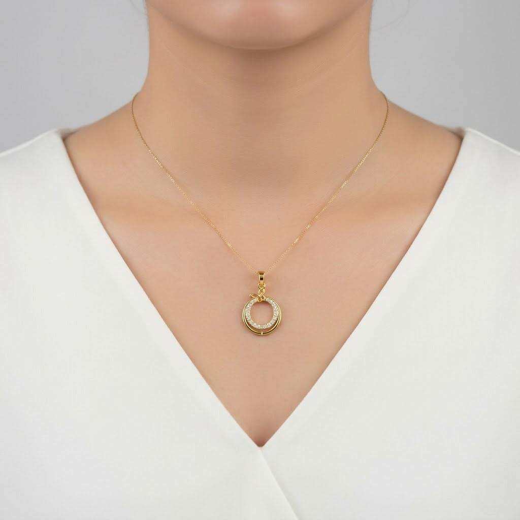 Golden Halo Knot Diamond Pendant