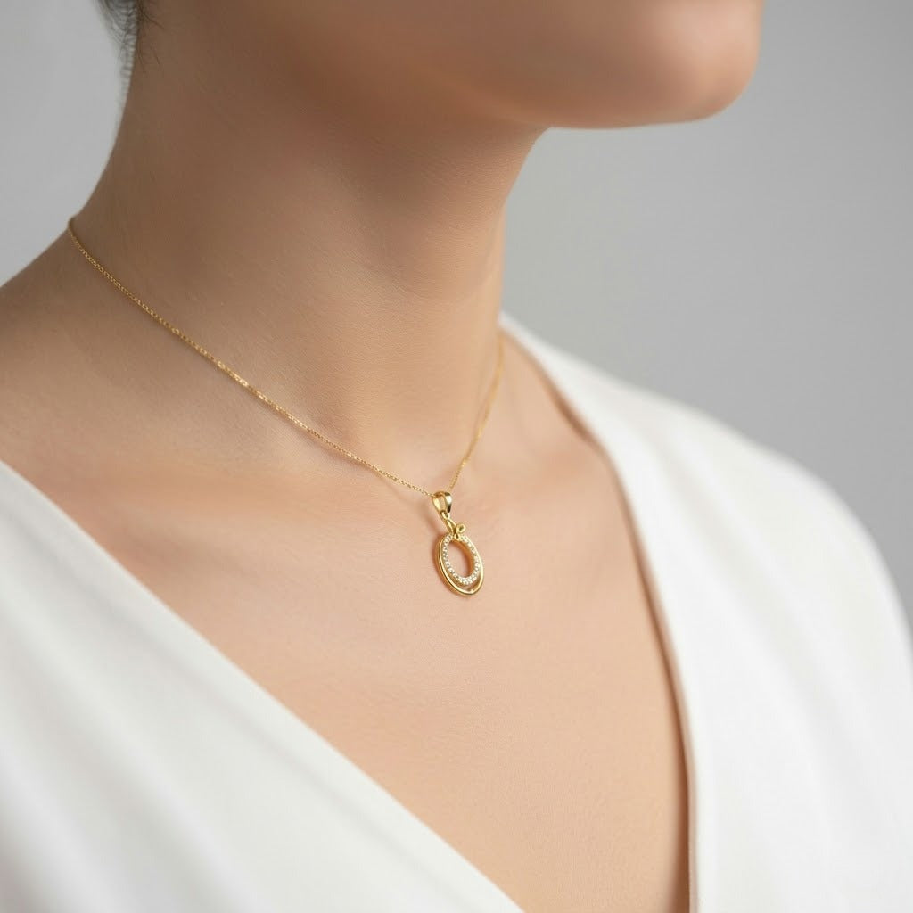 Golden Halo Knot Diamond Pendant