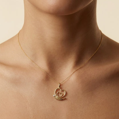 Dual Heart Swirl Diamond Gold Pendant