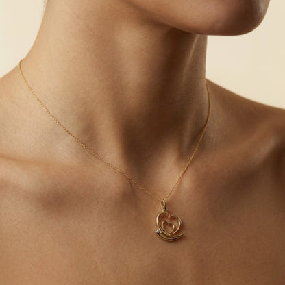 Dual Heart Swirl Diamond Gold Pendant