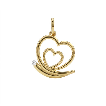 Dual Heart Swirl Diamond Gold Pendant