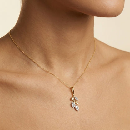 Cascading Leaf Diamond Gold Pendant