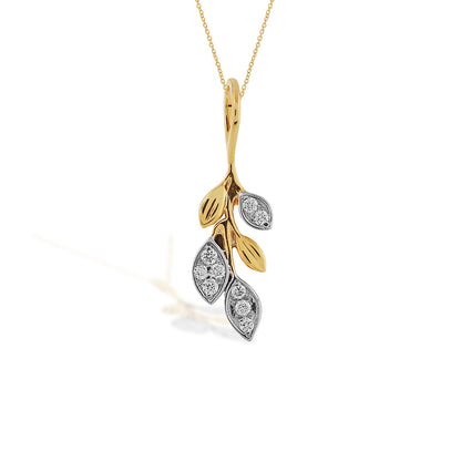 Cascading Leaf Diamond Gold Pendant
