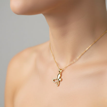 Elegant Leaf Inspired Curved Diamond Gold Pendant