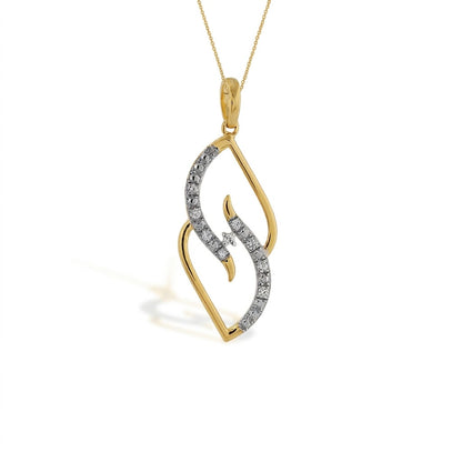 Flowing Curve Stone Accent diamond gold pendant
