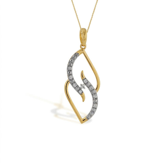 Flowing Curve Stone Accent diamond gold pendant