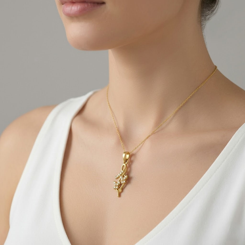 Floral Twist 9K Diamond Gold Pendant