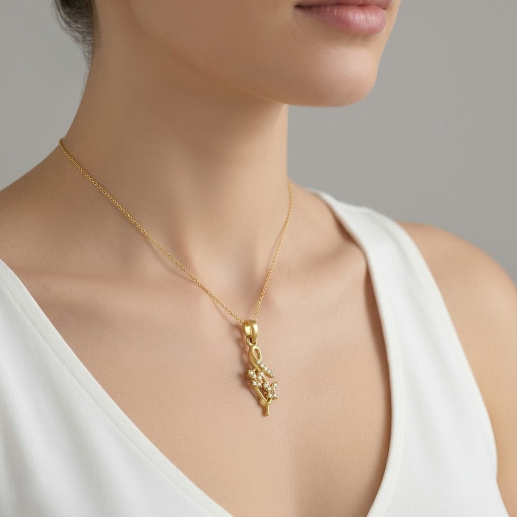 Floral Twist 9K Diamond Gold Pendant
