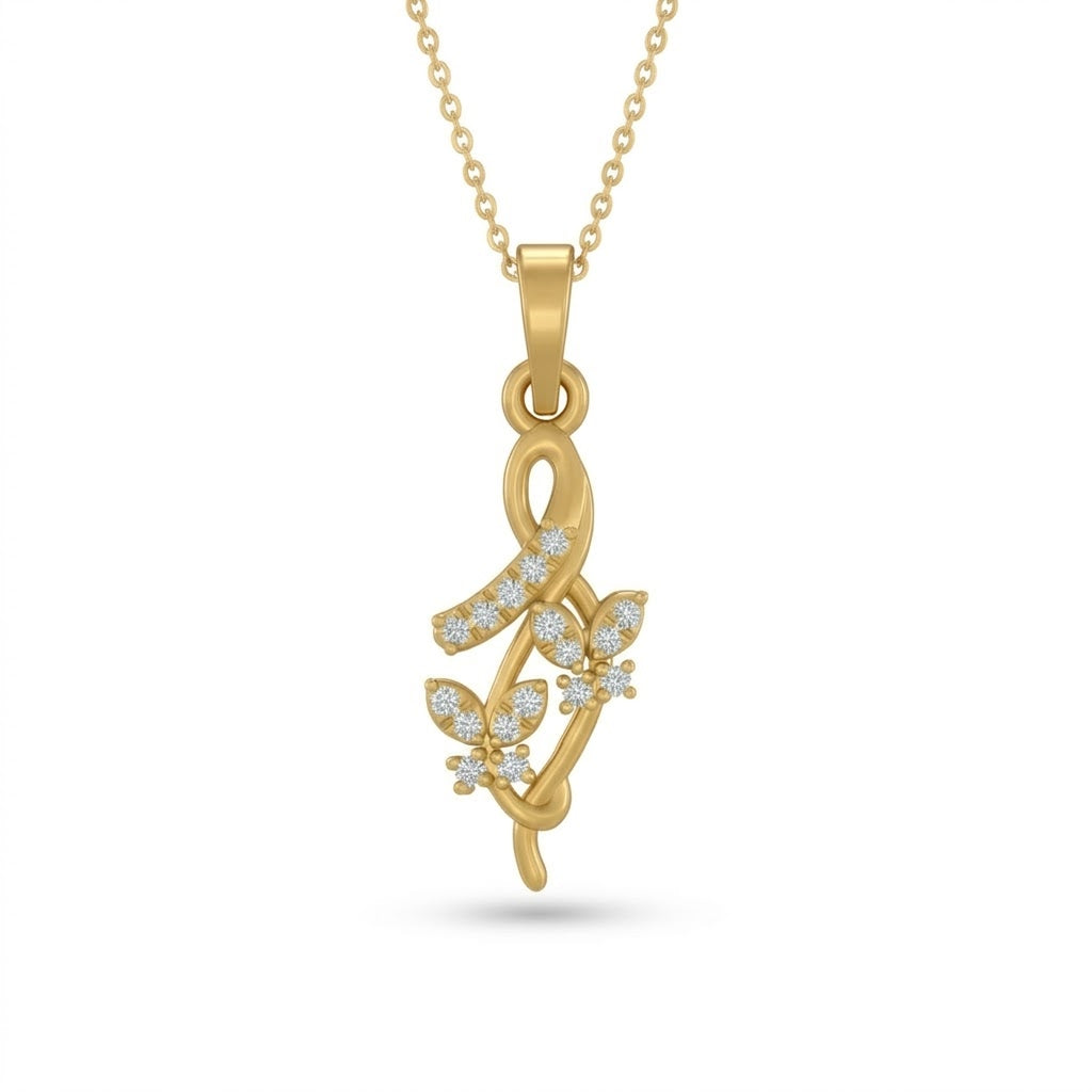 Floral Twist 9K Diamond Gold Pendant