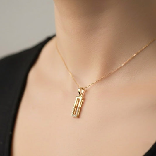 Modern Recta Spark Pendant Diamond Gold Pendant