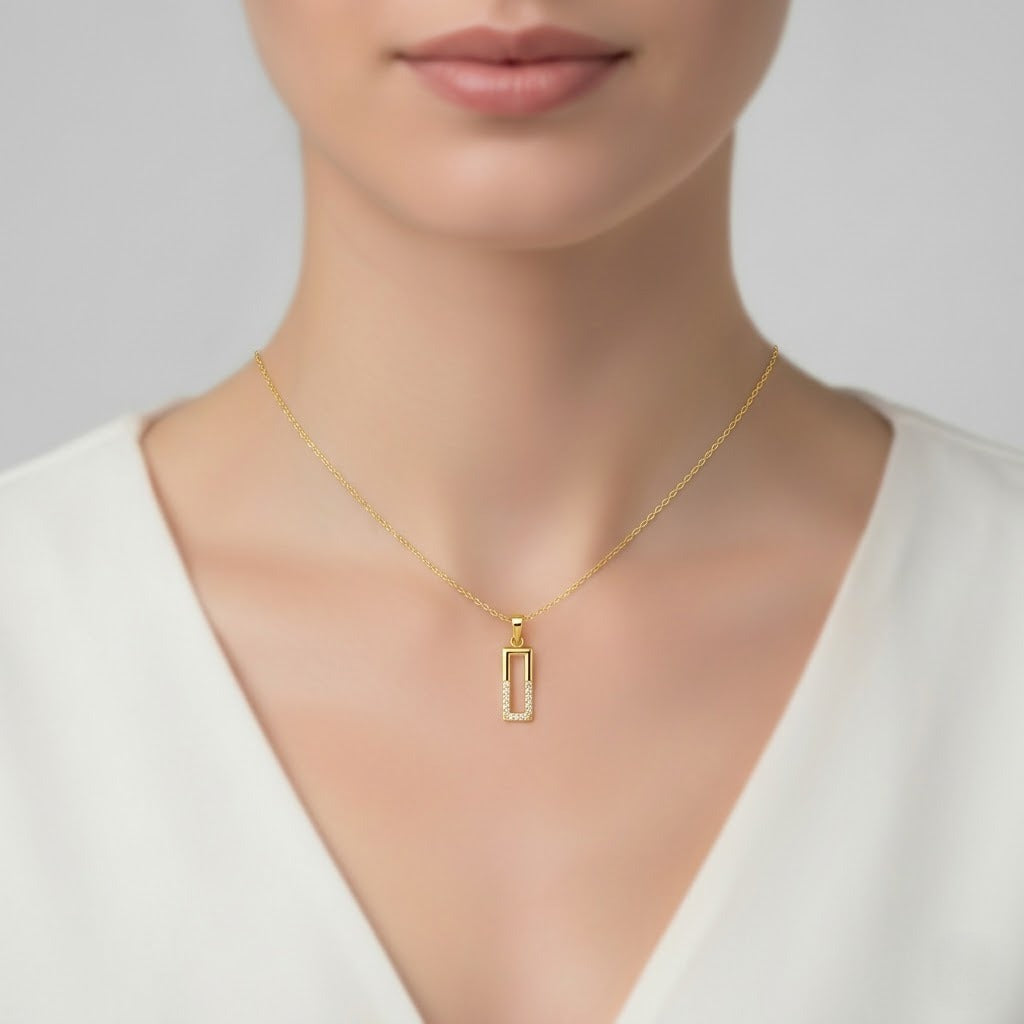 Modern Recta Spark Pendant Diamond Gold Pendant