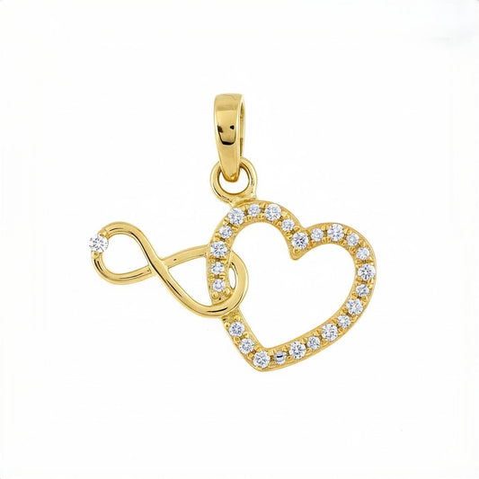 Infinity Heart Yellow Charm Diamond Gold Pendant