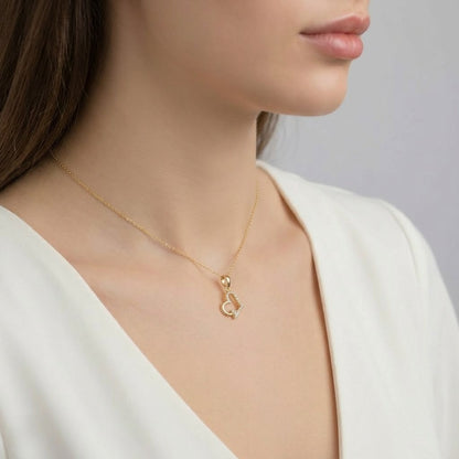 Graceful Dual Heart Sparkle Diamond Gold Pendant