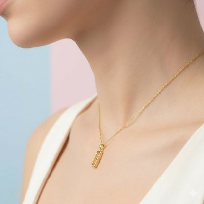 Sleek Rectangular Sparkle Pendant Diamond Gold Pendant