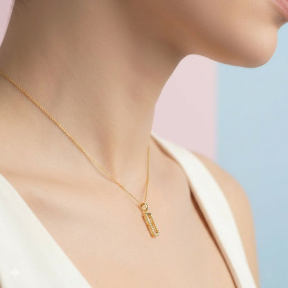 Sleek Rectangular Sparkle Pendant Diamond Gold Pendant