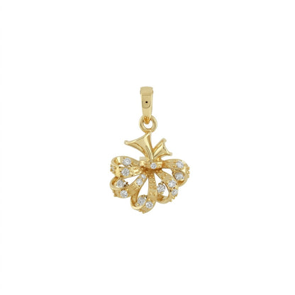 Floral Bow Style Diamond Gold Pendant
