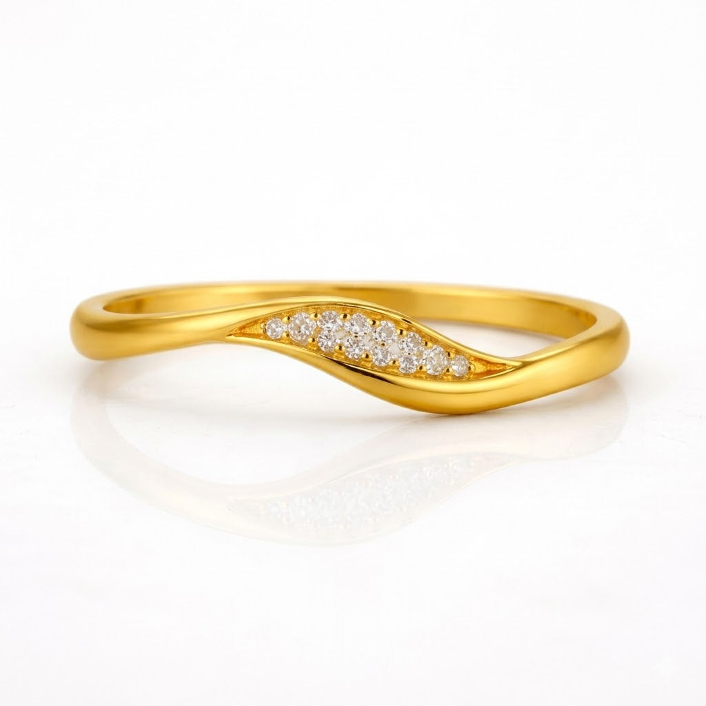 Golden Ripple Spark Ring