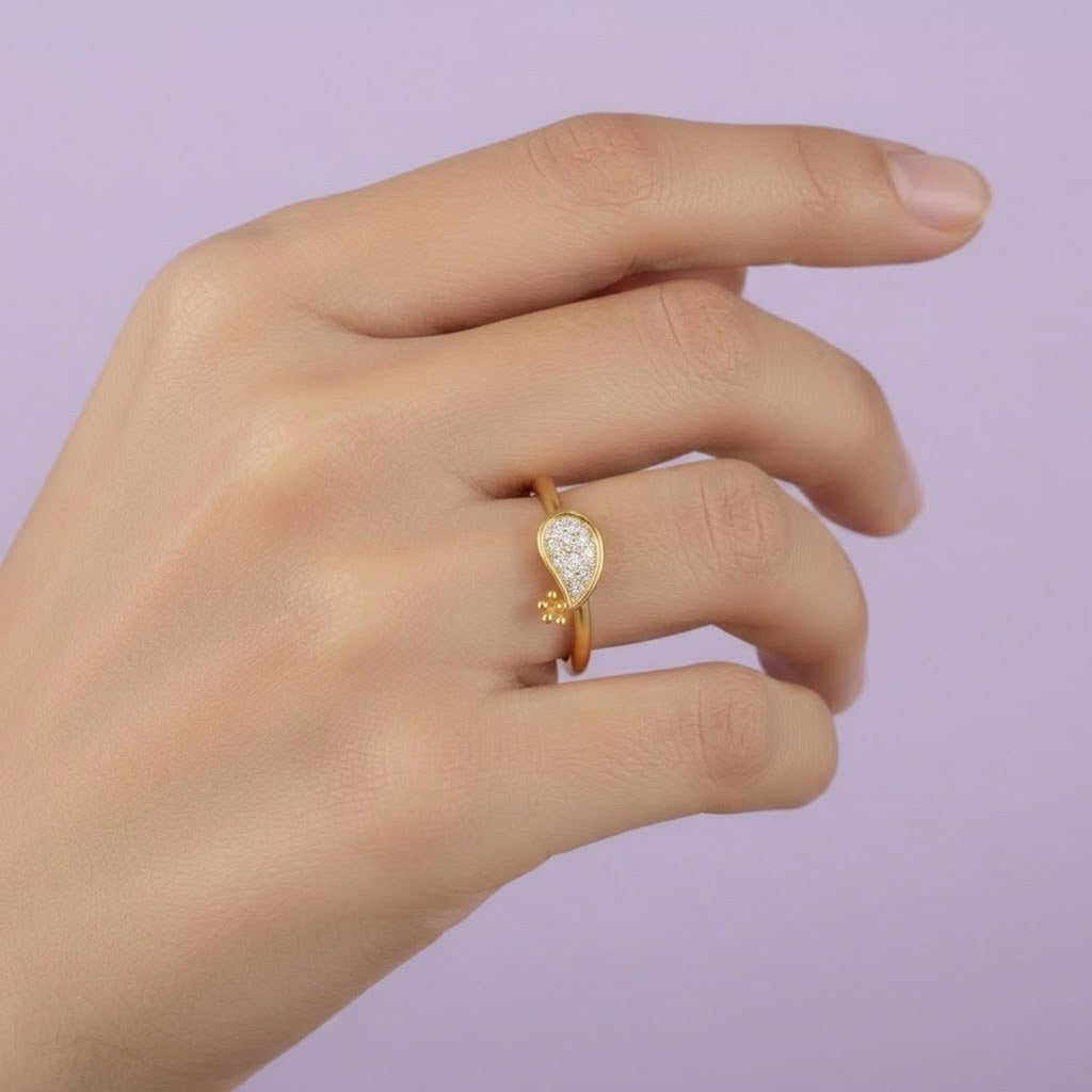 Gold Heart Diamond Cluster Ring