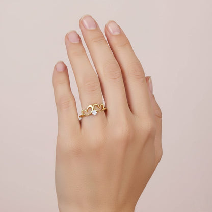 Double Heart Gold Diamond Ring