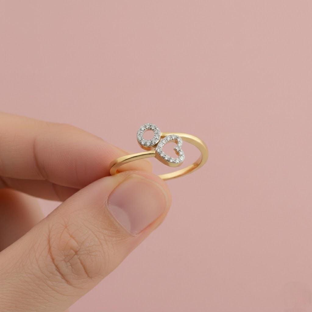 Twin Heart Diamond Gold Ring
