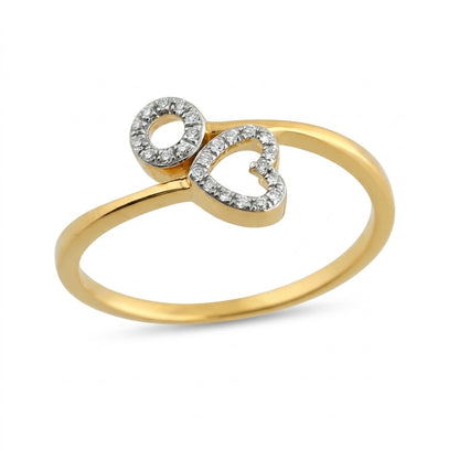 Twin Heart Diamond Gold Ring