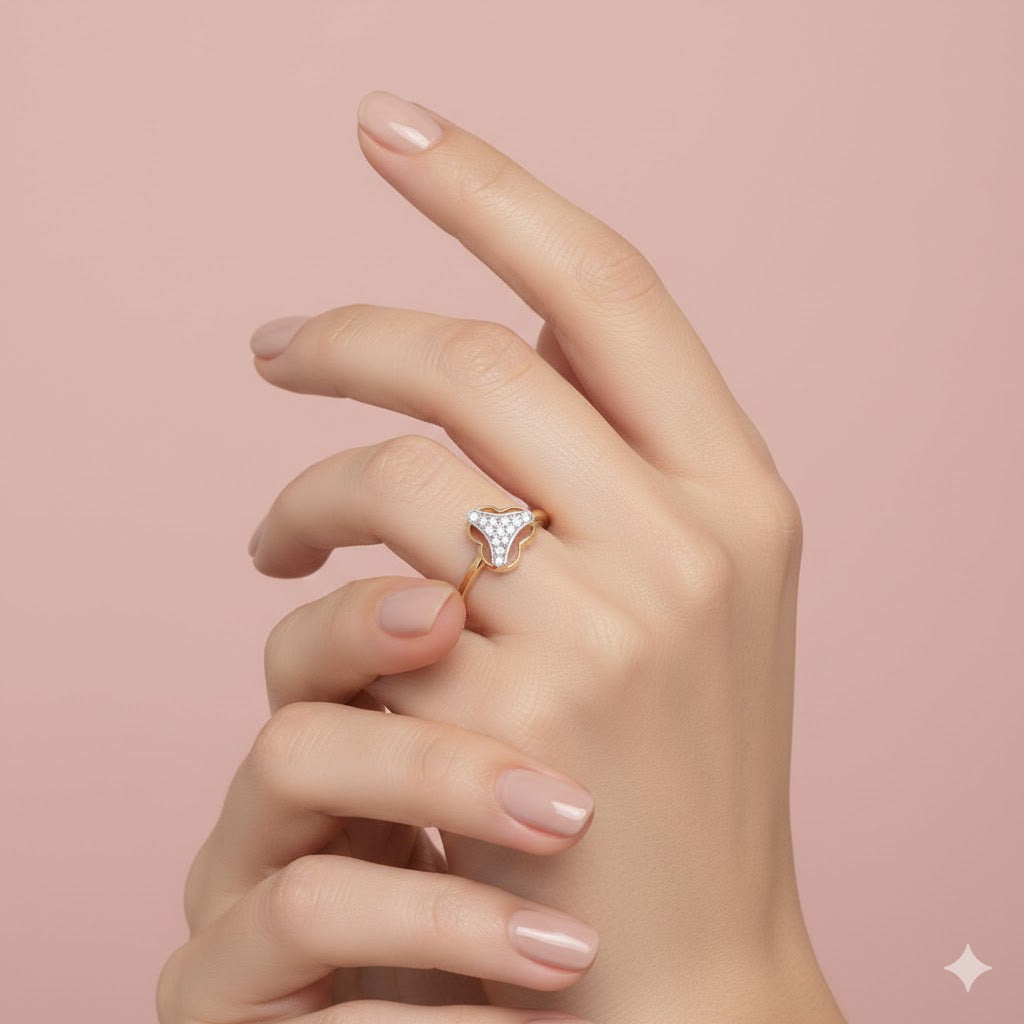 Gold Diamond Heart Ring