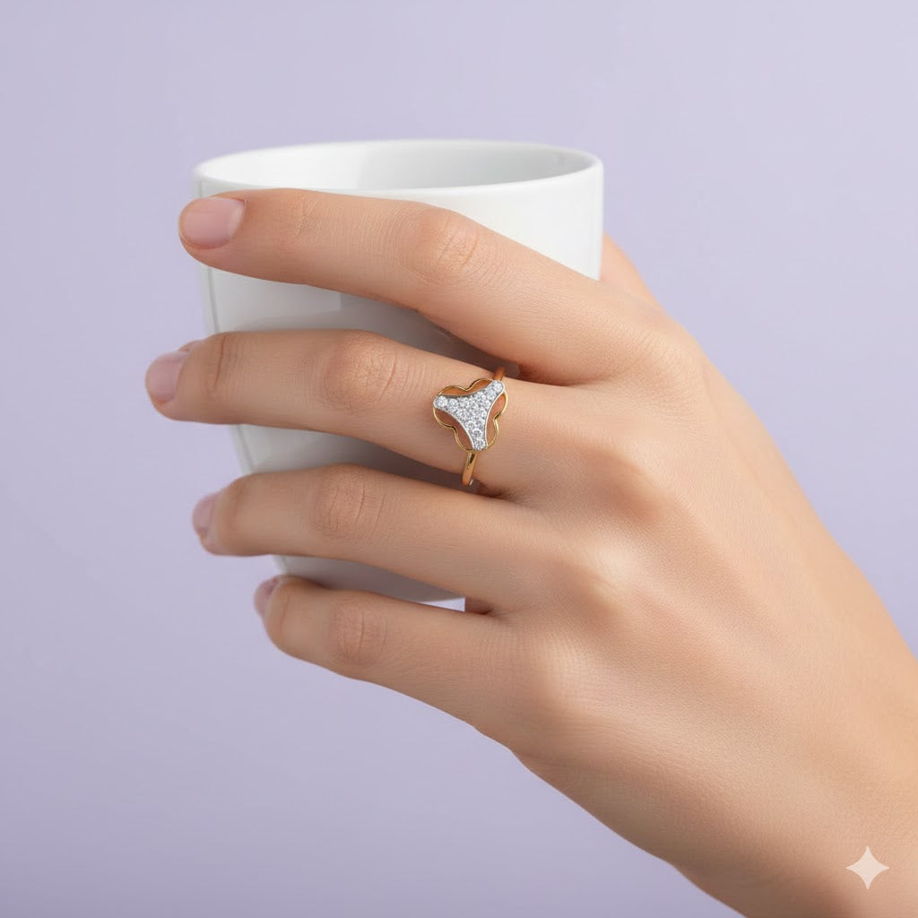 Gold Diamond Heart Ring