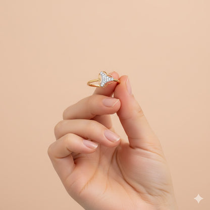 Gold Diamond Heart Ring
