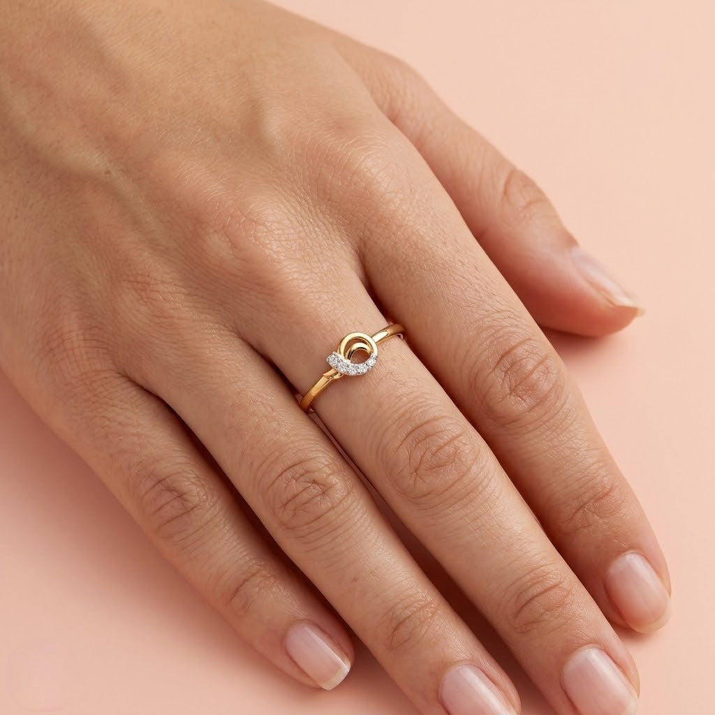 Spiral Halo Accent Diamond Gold Ring