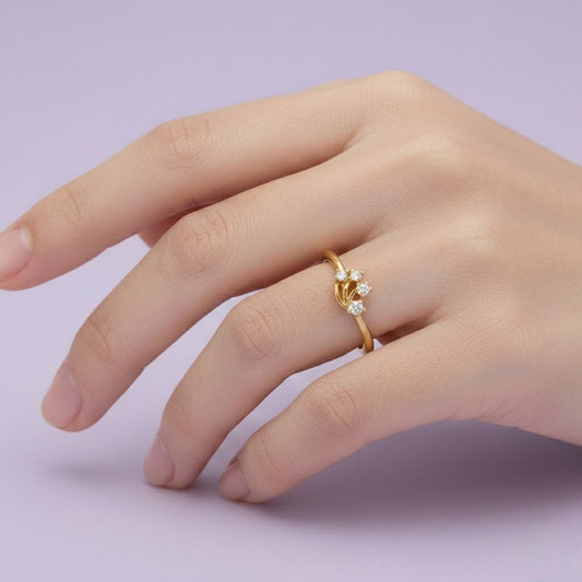 Delicate Gold Floral Trio Diamond Ring