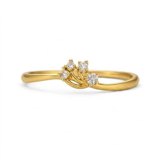 Delicate Gold Floral Trio Diamond Ring