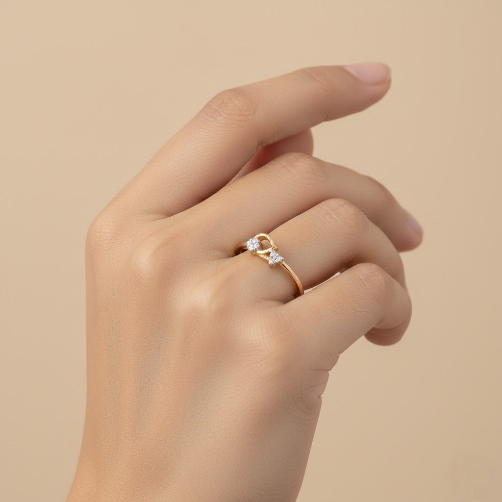 Minimal Gold Diamond Accent Ring