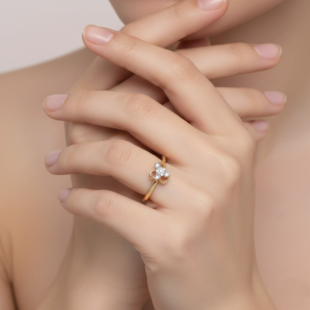 Ornate Crown Cluster Diamond Gold Ring