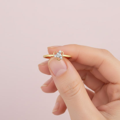Ornate Crown Cluster Diamond Gold Ring
